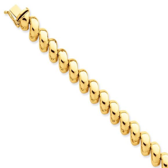10mm 14k Yellow Gold Hollow San Marco Chain Necklace 17 Inch - Picture 2 of 6